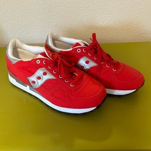 Red Saucony Shadows